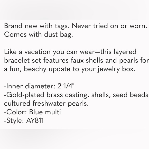 J.Crew Seaside Bracelet Set of 3 NWT vacation jewelry fresh water pearl New - Picture 11 of 12